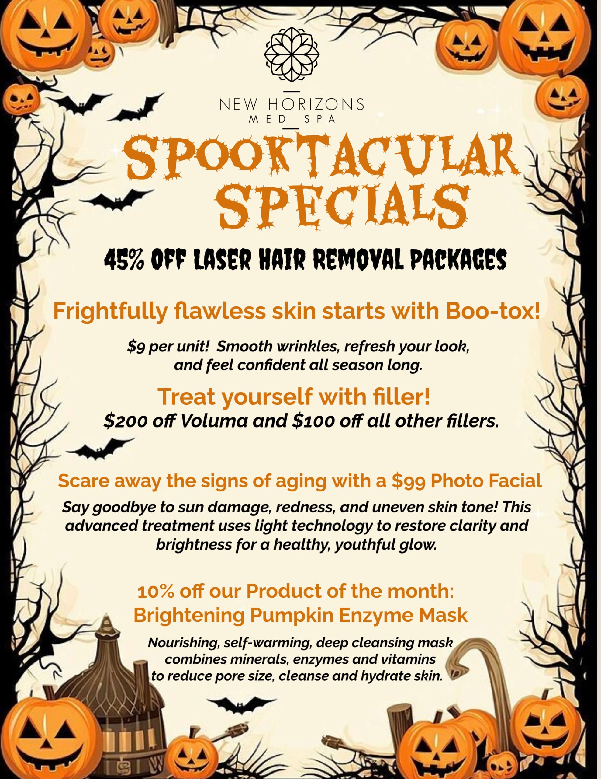 NewHorizonsMedSpa - October Specials - SPOOKtacular Specials
